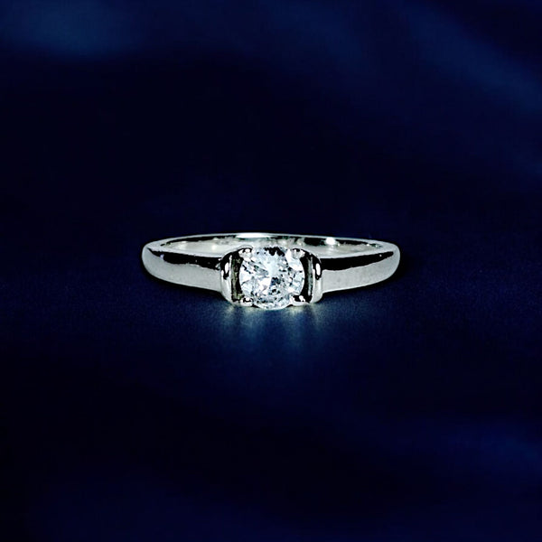Classic White Round Stone Flat Ring for women | Made with 925 Silver - Me.Misste