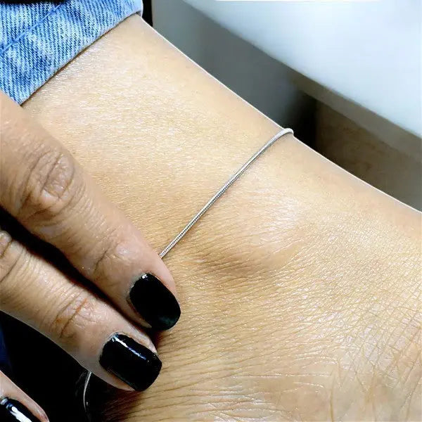 Minimalist Single Chain Light-Weight Anklet | Made With 925 Silver