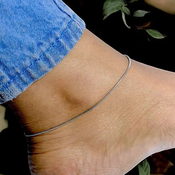 Minimalist Single Chain Light-Weight Anklet | Made With 925 Silver