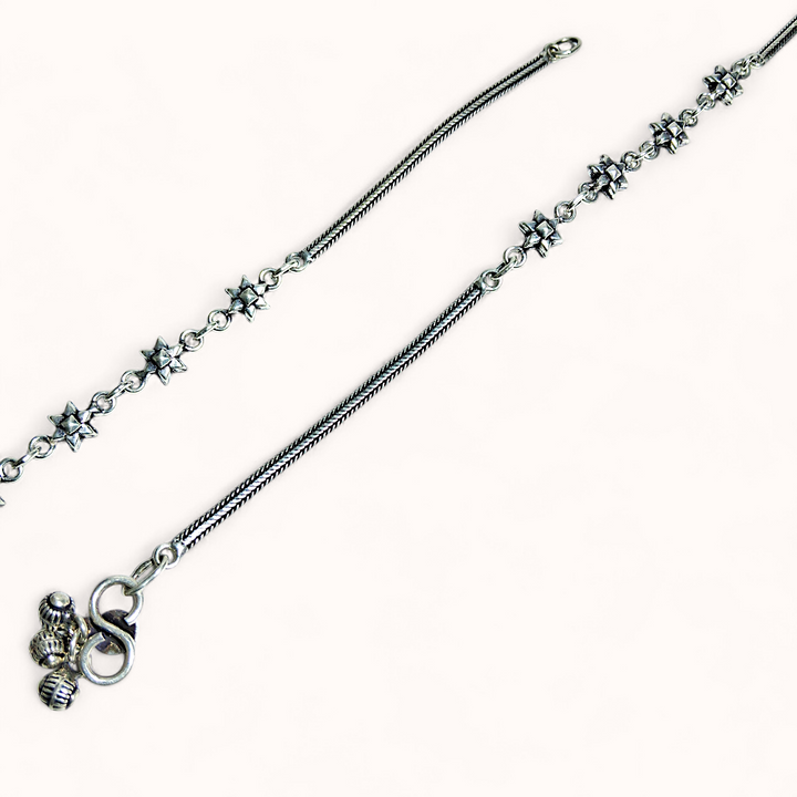 Oxidized Silver Charm Anklet