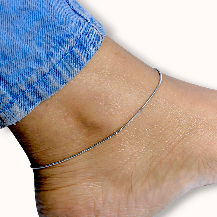 Silver Minimalist Single Chain Anklet