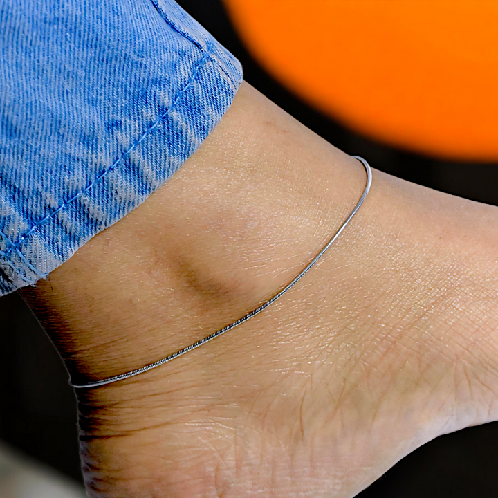 Silver Minimalist Single Chain Anklet