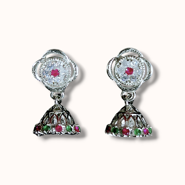 Colorful Gemstone Danglers 925 Silver Earring