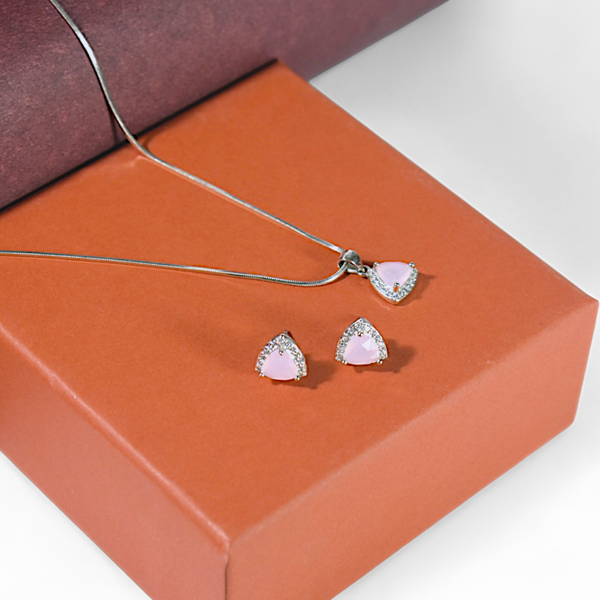 Rose Quartz Pendant and Earrings Set