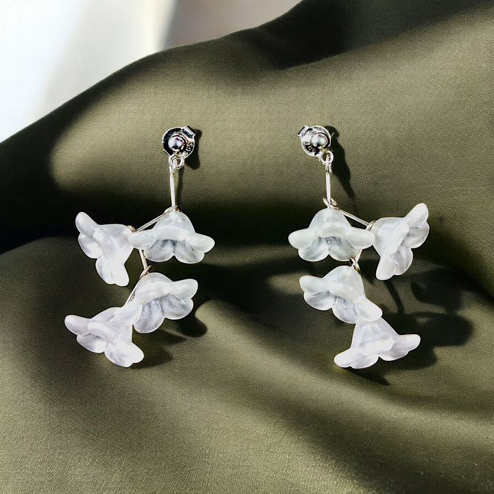 White Floral Drop 925 Silver Earring misste.com