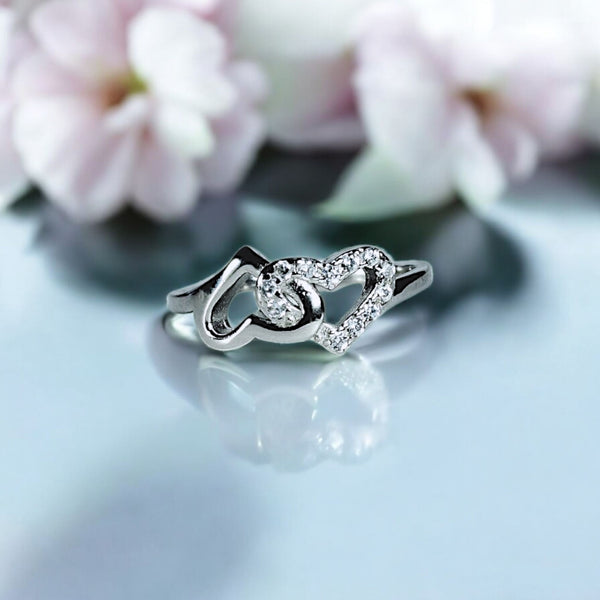 Two Tone Heart-Shaped Promise Ring For Women | Made with 925 Silver - Me.Misste