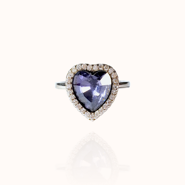 Violet Amethyst Halo 925 Silver Ring misste.com