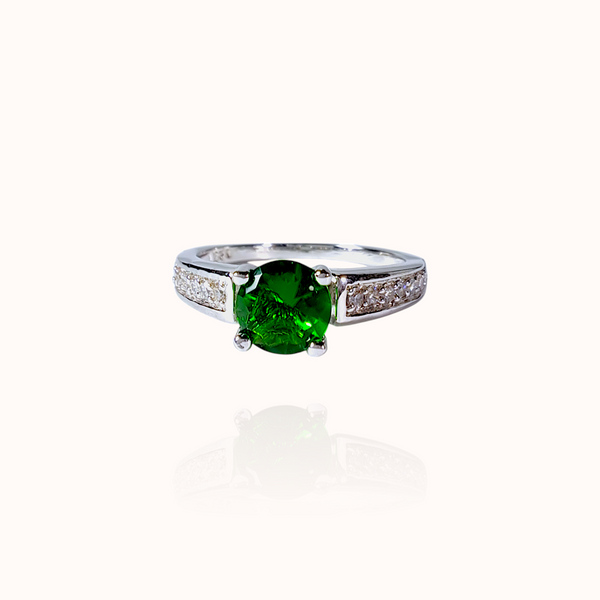 Emerald Solitaire 925 Sterling Silver Ring