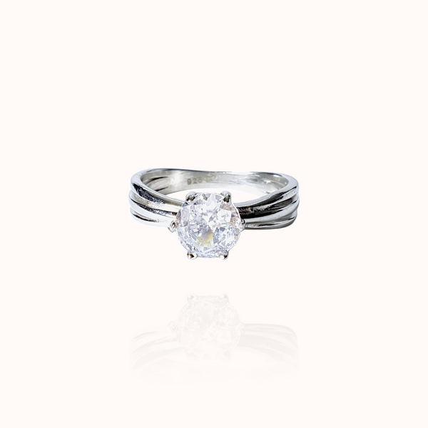 Classic Round-Cut Solitaire 925 Silver Ring