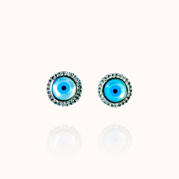 Silver Evil Eye Stud Earrings