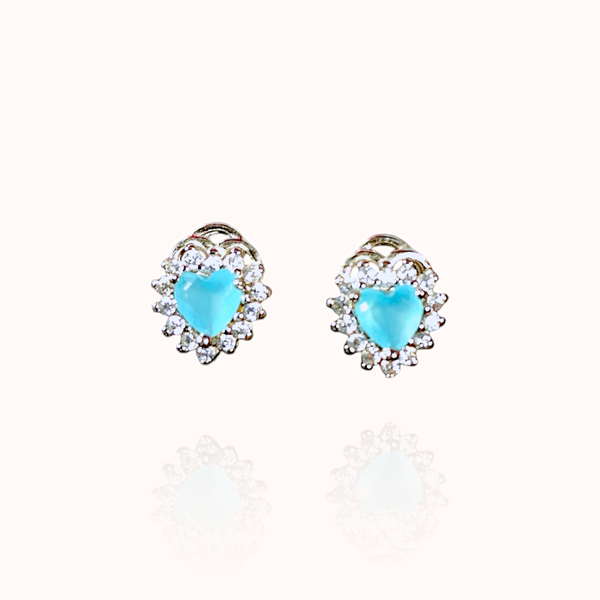 Aqua Blue Gemstone 925 Silver Earring