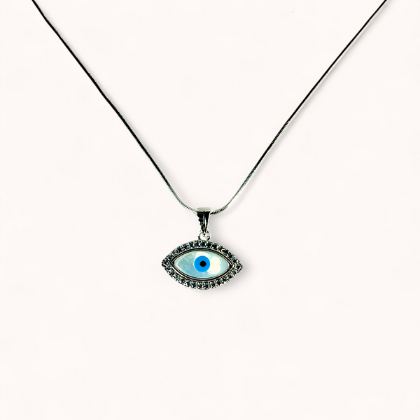 Classic Evil Eye Pendant with Radiant Detailing with a Minimalistic Chain