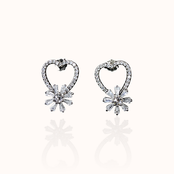 Heart-Shaped Crystal 925 Silver Earring