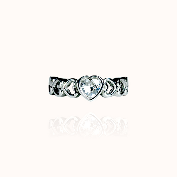 925 Silver Heart Eternity Band Ring